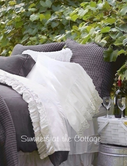 FRENCH CHATEAU WHITE LACE RUFFLED PILLOWCASES FOR YOUR SHABBY COTTAGE CHIC HOME